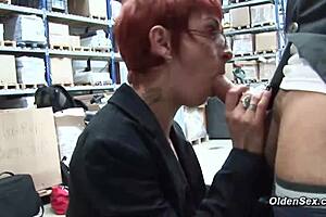 Mature redhead lady Katy Morlait takes big dick anal in condom, but is that safe enough?