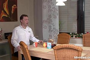 Hausfrauen 5 features kinky European milf in homemade doggystyle and blowjob with big cock kitchen play 😏🍆