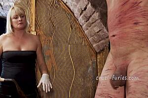 I uh, this cruel blonde milf whipped my cock so brutally in femdom session