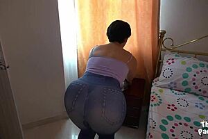 Paula as beautiful colombian wife with big ass and natural tits in first porn casting interview.