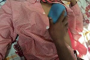 Indian college girlfriend gets fully nude for hardcore sex with big cock in romantic quickie on bed