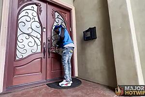 Redhead busty cougar Peaches spreads for Rome Major's big black cock. She rides cowgirl while he licks her wet pussy deep.