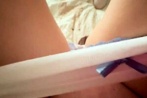 Petite virgin fingers her super wet panties making ASMR sounds of dripping pussy until squirting orgasm close up.