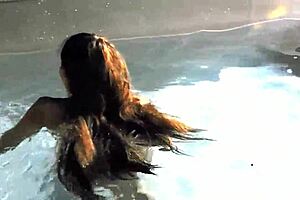 Asian Milf Masturbates Big Tits And Shaved Pussy Outdoors By Swimmingpool