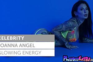 hey, check out petite busty milf joanna angel slipping out of her colorful neon lingerie