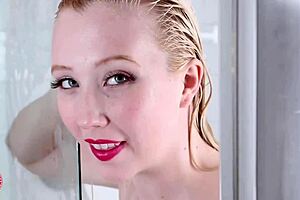 green eyes blonde samantha rone fucks her dildo in the shower... ohh, it's soo wet and slippery
