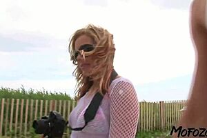 Blonde amateur takes cum on ass after blowjob and anal fuck