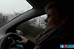 Can everyone see my shameless flashing outdoors? Bree Branning pisses publicly for UK-Flashers.