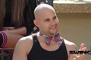 Gorgeous Brunette Girls Group Doggystyle Bent Over Lick Shaved