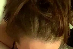 sexy milf gives a pov blowjob with deepthroat action