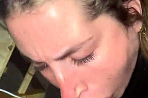 hey, this rich blonde slut gives a deepthroat blowjob to her black friend's big cock