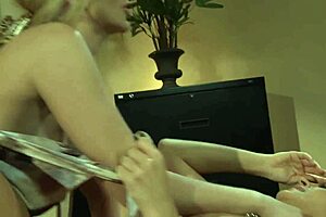 This mature cougar milf dives into some playful lesbian action with a sexy babe, licking and kissing passionately.