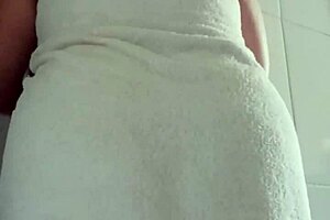 Curvy Latina Maid Teasing in Bathroom with Big Natural Tits and Ripped Clothes During Striptease