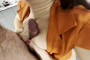 Hey, how does this mommy with saggy tits and hairy pussy still get so wild in pov blowjob action?