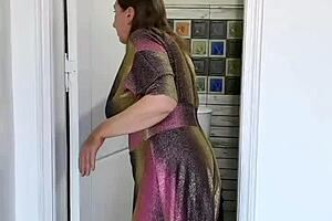 granny handles titty fuck and blowjob leading to cumshot on her huge tits