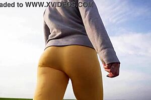 Voyeur Captures Women in Tight Yoga Pants Walking Outdoors with Sexy Ass Worship