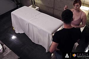 fantasy massage time - hot babe valentina nappi sneaks a blowjob and handjob under the table