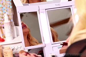 Gorgeous Blonde Brittany Andrews Rides Dildo with Squirting Pussy in Lingerie. Horny solo masturbation includes wet moaning and dirty talk.