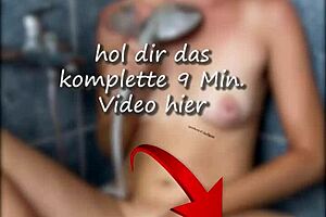 Come join me in the shower, whispers the hairy blonde European MILF Amelie Lei as she masturbates her natural tits and cute beaver with dirty talk.