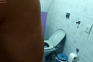 stepmom hangs a curtain in the bathroom just to peek at stepson bathing