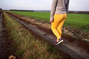 Voyeur Captures Women in Tight Yoga Pants Walking Outdoors with Sexy Ass Worship