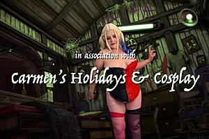 Granny Harley Quinns rabbit toy brings orgasm in Croatian costume playtime with close up views