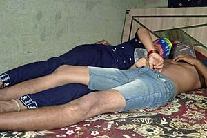 Indian village couple enjoys romantic first-time sex in bathroom with desi step sister