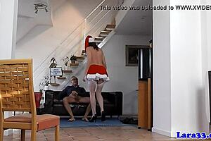 Brit Milf In Christmas Stockings And Heels Gets Cumshot