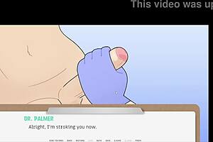 Doctor Handles Patient in Hospital Cartoon Scene