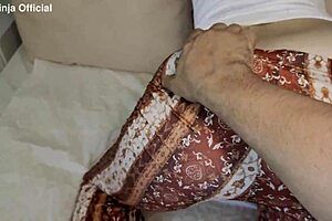 step-mom gets stuck under the bed while making it, so i fuck her tight pussy in doggystyle with creampie