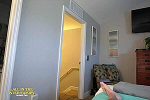 On laundry day, stepmom Kymber Leigh gets a facial from stepson in homemade action. She's bent over in lingerie with big tits and curvy ass, taking deepthroat and cowgirl riding before swallowing cum.