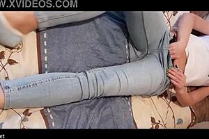 Outdoor milf wife bends over for lover's big cock creampie in public