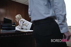 We're bored as milfs getting freeused in this office threesome with intense fucking