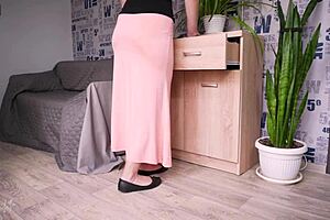thin maxi skirt shows visible panty lines, creating a dilemma