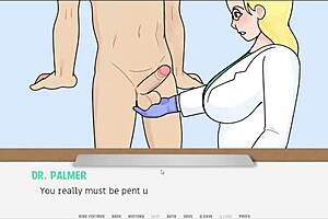 Doctor Handles Patient in Hospital Cartoon Scene