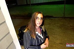 Cute brunette Celeste fingers her shaved wet pussy and gets fucked doggystyle with facial cumshot