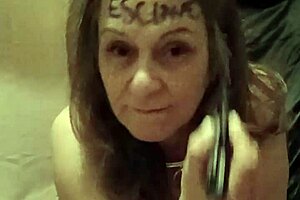 i'm your french maid slave, tying myself up with bondage for outdoor dildo masturbation