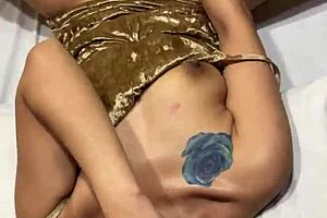 Asian slut gets double penetration with dick and dildo in close up