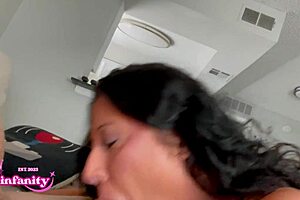 Antonio Adams licks Pinkinfanity's tattooed pussy. He makes her ass bounce during interracial cunilingus.