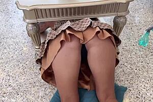 Horny stepson finds milf stepmom stuck under table and fucks her hard 😈🍆💦