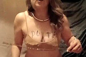 i'm your french maid slave, tying myself up with bondage for outdoor dildo masturbation