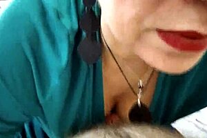 Russian mature milf bitch aimee paradise sucks hard dick continuously for an hour with cum on face finale