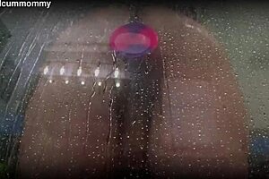 Spied on my chubby roommate using her new toy in the shower