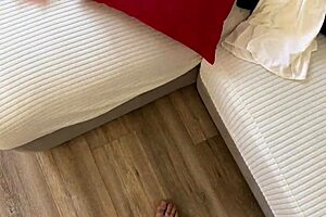 Perverted stepson sniffs stepmom's panties, rides her doggystyle in Russian amateur POV with cum on tits.