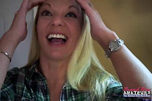 Hey check out skinny mature blonde Montana rubbing her wet shaved pussy. Then she sucks that throbbing cock for a cumshot!