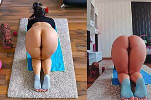 double the heat hits in this dual cam naked yoga session with big ass spreading and curvy milf workout moves. double fun revealed as she worships her fat asshole fully exposed.