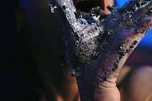 messy food birthday cake girl having fun