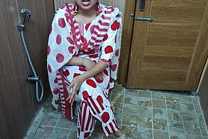 Hindi teen stepson sneaks up on stepmom changing clothes in toilet and she enjoys the deepthroat cowgirl ride with dirty talk.