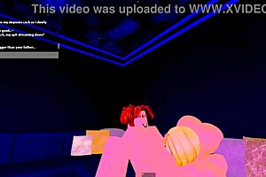 stepmom casually sucks stepson's cock while dad's at work playing roblox