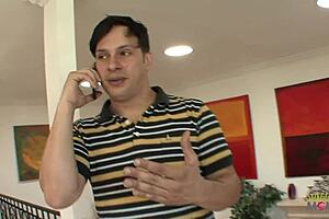 Chubby milf with big tits and natural curves helps her step-nephew learn proper fucking techniques. She guides him through blowjob, titty fuck, and cumshot in glasses-wearing session.